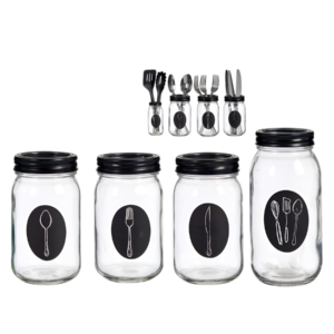 cuberteros con tapa de metal, cuberteros de vidrio, almacenamiento para cubiertos, cuberteros modernos, cuberteros para cocina, organizadores de cocina, cuberteros elegantes, cuberteros con tapa, utensilios para cocina.
