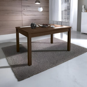 mesa comedor extensible, mesa con tapa de cristal, mesa comedor wengué, mesa de madera moderna, mesa comedor elegante, mesa para comedor grande, mesa de comedor funcional, muebles para comedor, mesa de comedor adaptable, mesa para cenas especiales.