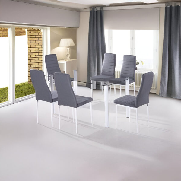 sillas de comedor, sillas tapizadas, pack de 6 sillas, sillas para salón, sillas de madera, sillas cómodas para comedor, sillas modernas, sillas de diseño elegante, sillas con asiento tapizado.