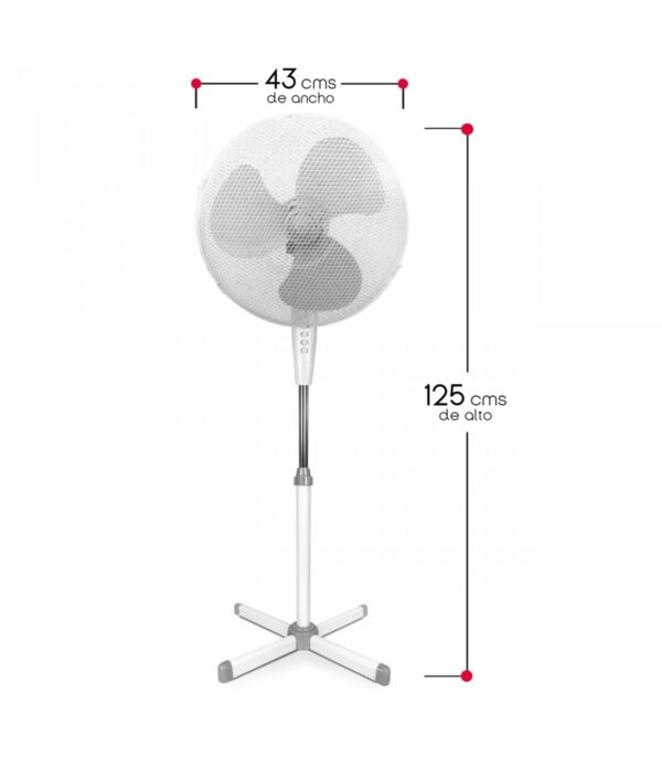 🌬️ Ventiladores de Pie 45W 3 Velocidades Oscilación 90º Blanco Ø400x1300 mm - Imagen 2