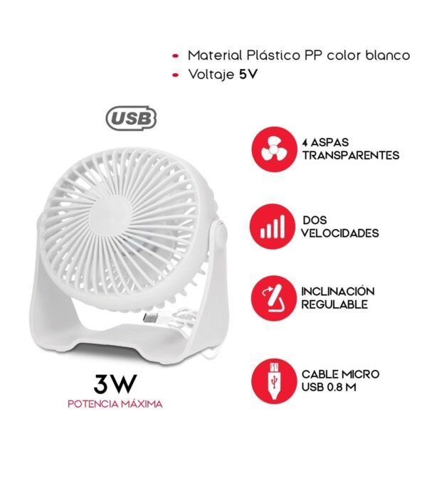 🌬️ Ventilador USB de Sobremesa Silencioso con  2 Velocidades - Imagen 4