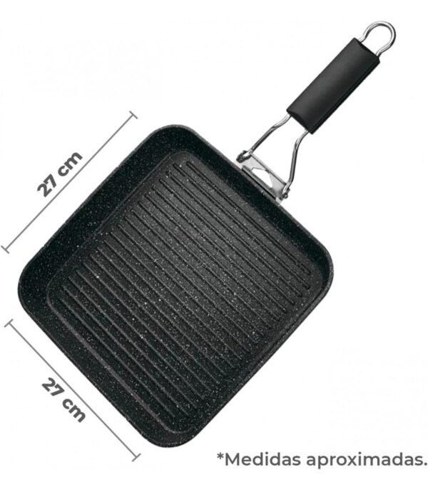 Asador Grill Plegable 27 × 27 cm – Aluminio Fundido Antiadherente, Todo Tipo de Fuegos - Imagen 3