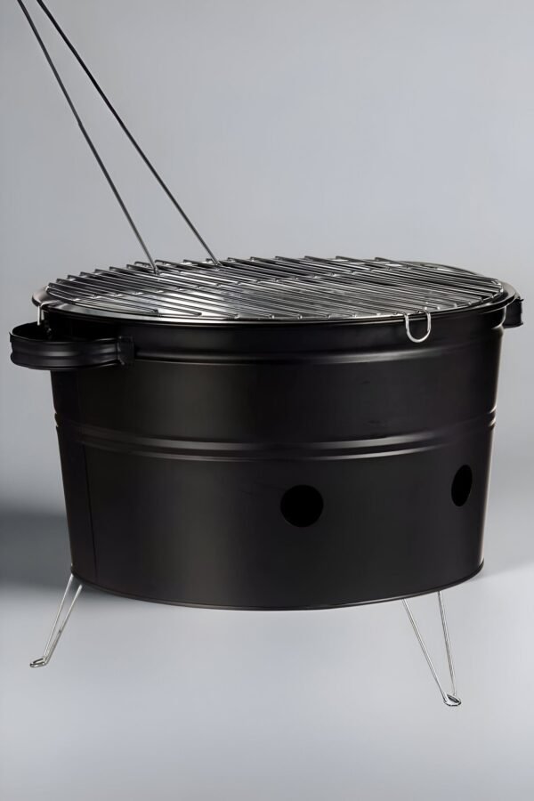 Barbacoa Portátil Circular de Hierro – Con Parrilla Zincada
