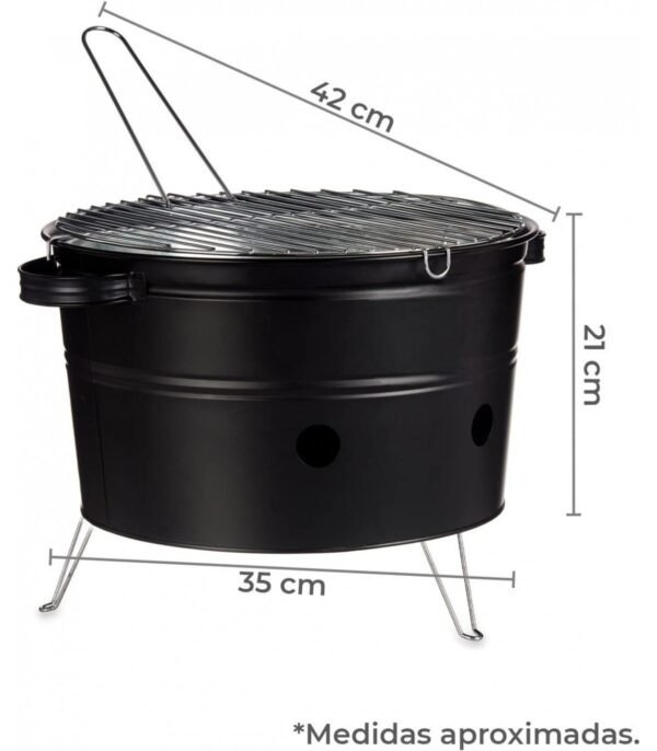 Barbacoa Portátil Circular de Hierro – Con Parrilla Zincada - Imagen 2