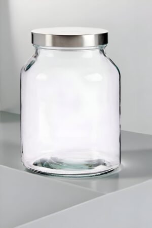 Bote de Cristal con Tapa a Rosca de Aluminio 3 L – Transparente