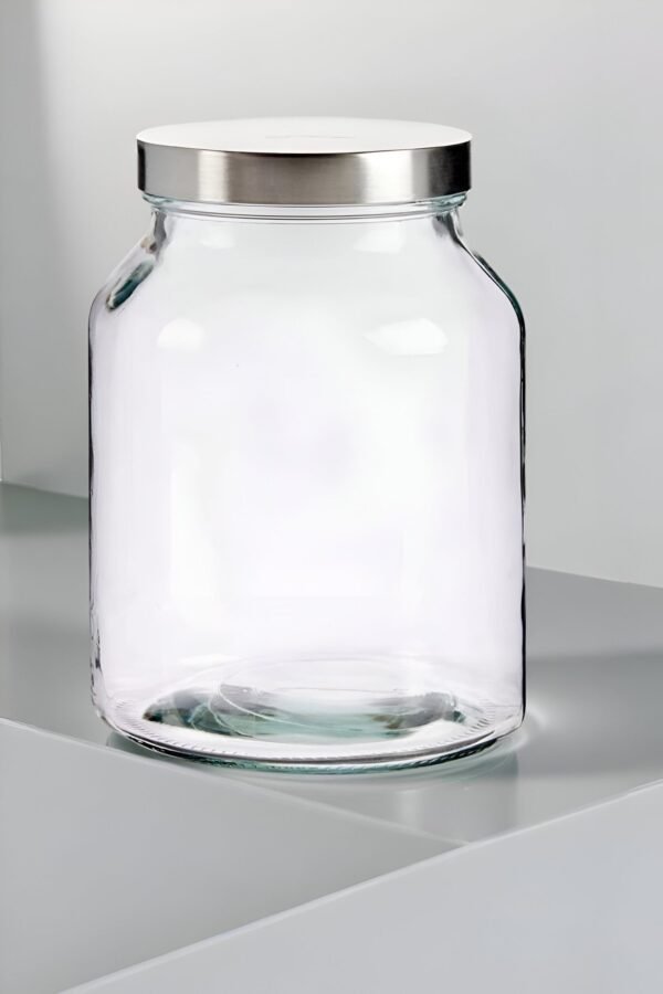 Bote de Cristal con Tapa a Rosca de Aluminio 3 L – Transparente