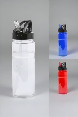 Botella de Agua  – Transparente, con Tapón a Rosca, Asa y Dosificador Abatible
