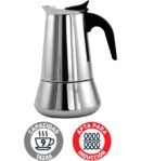 Cafetera Italiana de Acero Inoxidable 9 Tazas –  Interior Antióxido y Diseño Clásico