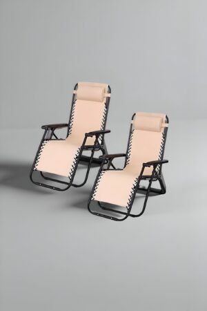 Pack 2 Tumbonas Plegables Multi-Posiciones Beige y Negro – Gravedad Cero