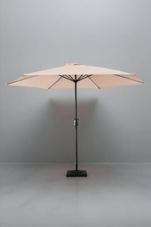 Sombrilla de Terraza Exterior Ø300 cm – Beige con Manivela, Inclinable y Protección Anti-UV
