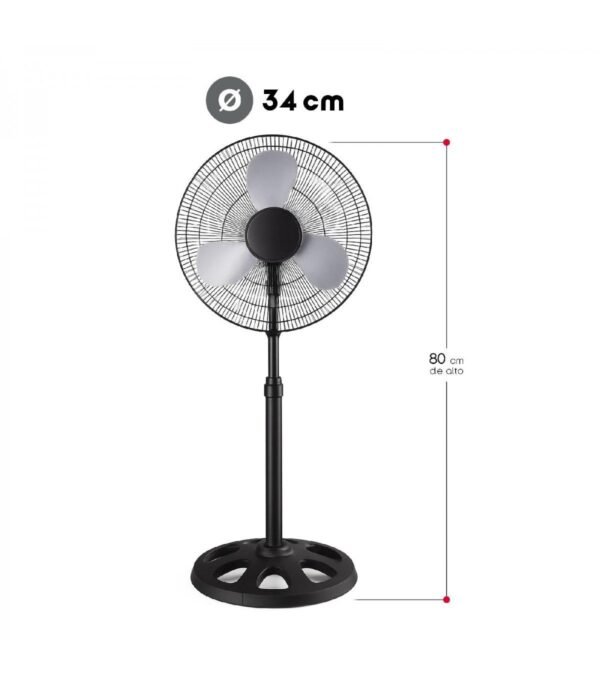 Ventilador de Pie Compacto 37 W – Silencioso, Potente y de Diseño Metálico - Imagen 2